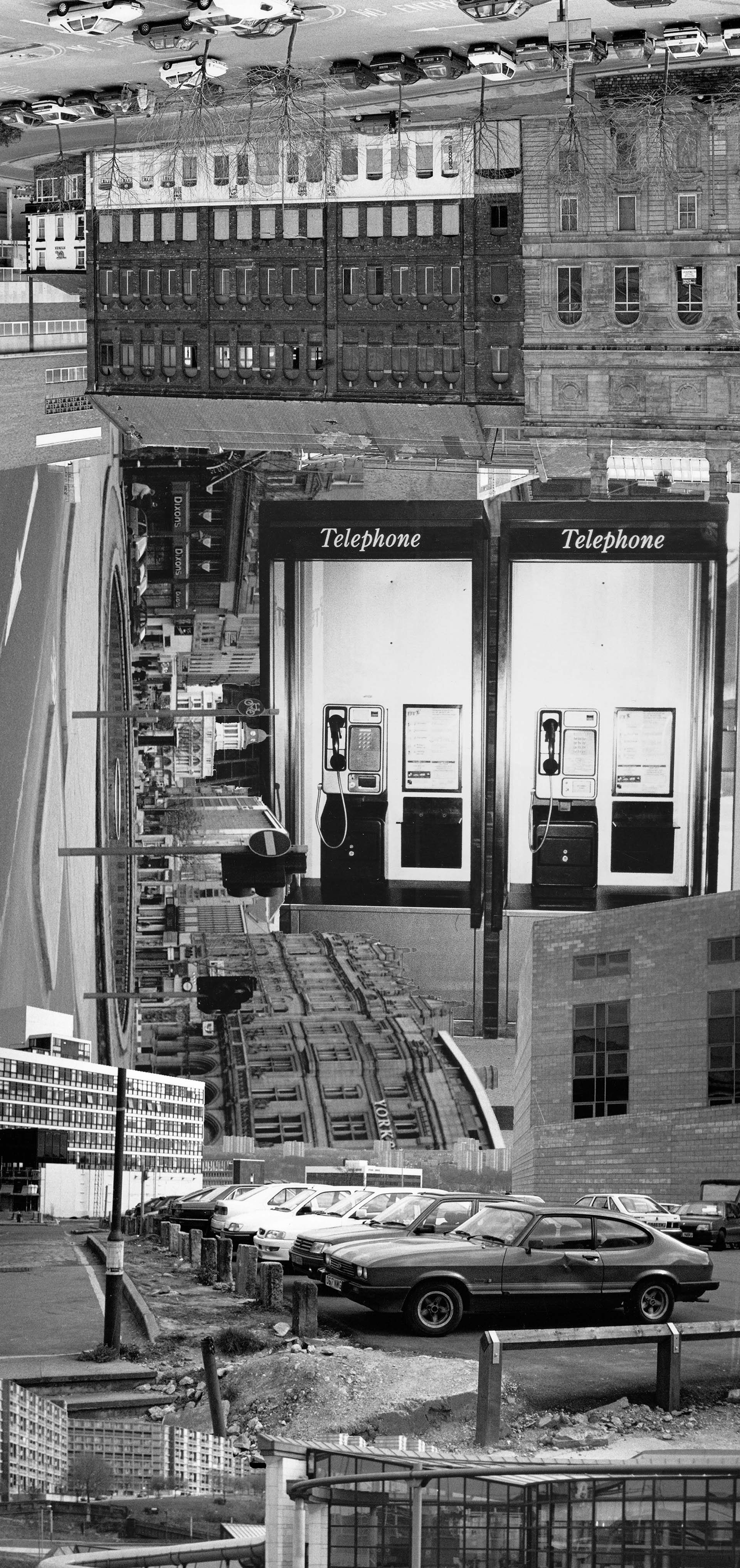 Links, Releases, remixed Music Dirty Fidelity. Creative monochrome collage mix Sheffield city in the 1980's 